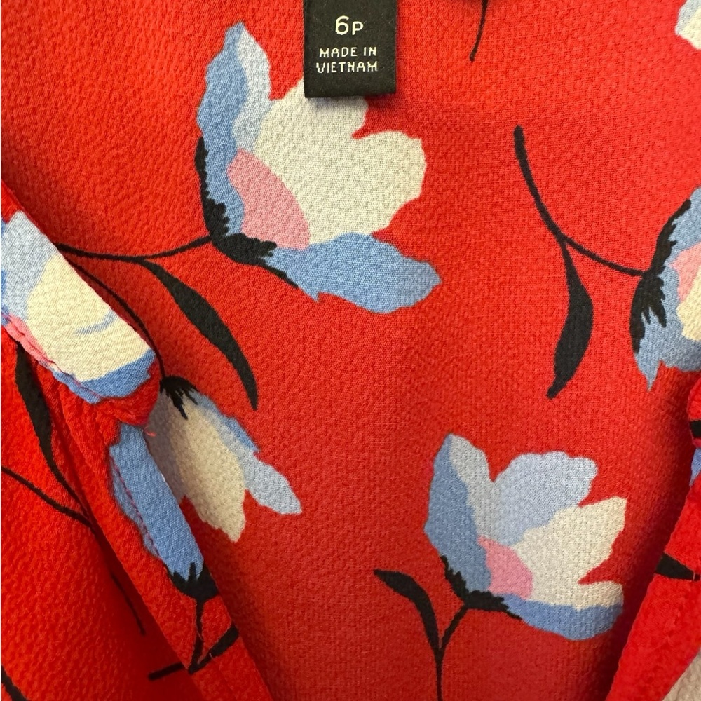 Red and White Ruffled Wrap Midi Sundress by Talbots - Picture 4 of 4